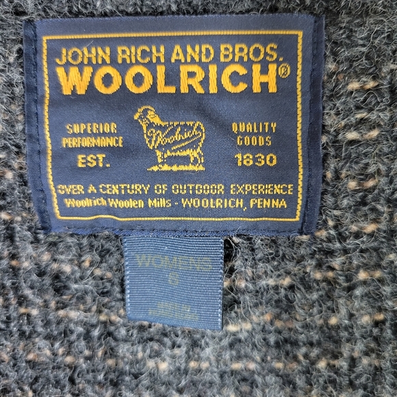 Vintage Woolrich Brown 100% Wool Geometric Knit Cardigan Sweater Women Sz S - Picture 5 of 5